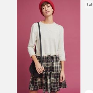 Anthropologie Eri & Ali two tone color block plaid dress